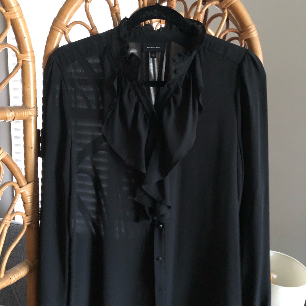Sheer ruffle detail blouse